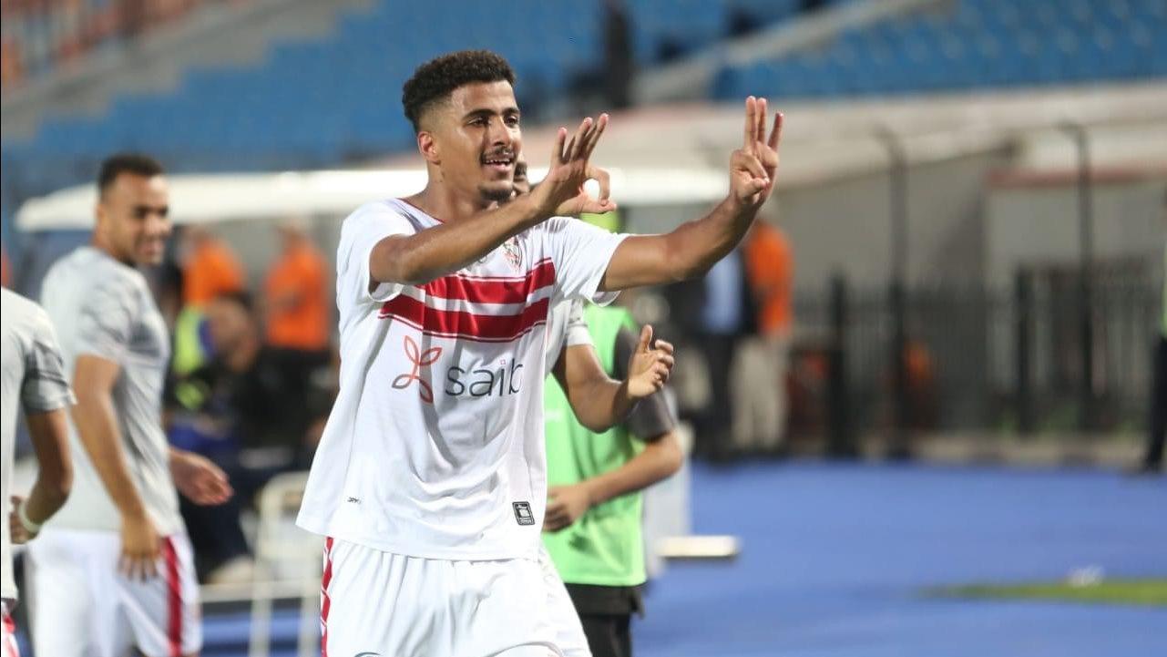 حسام عبد المجيد يسجل الهدف الرابع للزمالك ضد المصري في الدوري الممتاز