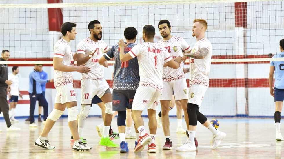 فريق الزمالك لكرة الطائرة يحتفل بالتأهل لنصف نهائي كأس مصر