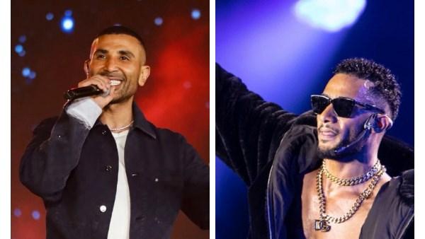 محمد رمضان وأحمد سعد على مسرح دولبي في لوس أنجلوس خلال حفل غنائي عالمي