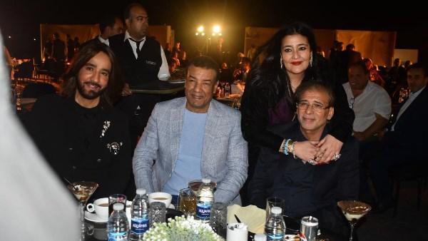 شاليمار الشربتلي بإطلالة أنيقة برفقة خالد يوسف في حفل بسقارة