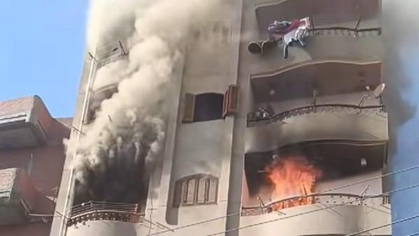 قوات الحماية المدنية بالغربية تسيطر على حريق هائل داخل شقة سكنية بمدينة بسيون