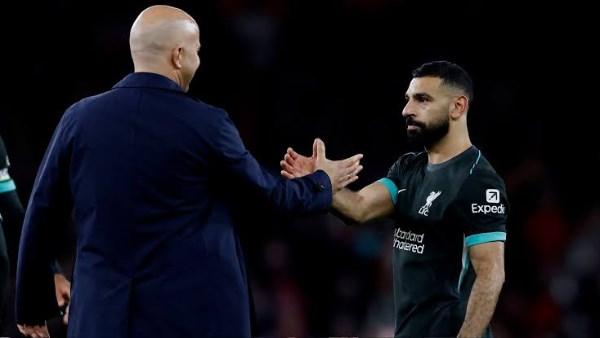 أرني سلوت ومحمد صلاح في ليفربول