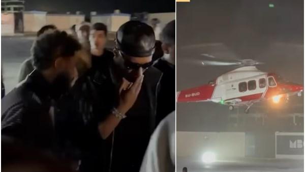 محمد رمضان يصل بطائرة هليكوبتر إلى حفله في رأس البر بمدينة دمياط