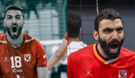 أحمد صلاح وأحمد سعيد لاعبا منتخب مصر للكرة الطائرة خلال مشاركتهما مع السويحلي الليبي
