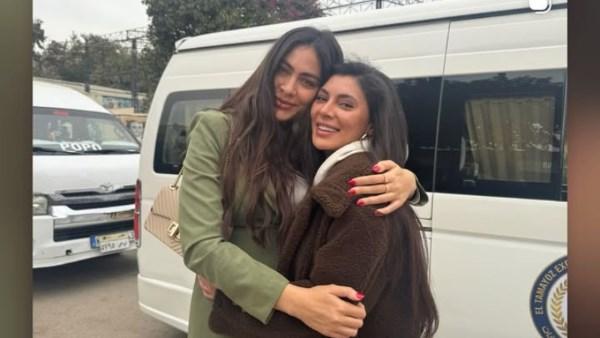 هاجر أحمد وبسمة داوود من كواليس تصوير مسلسل أب ولكن