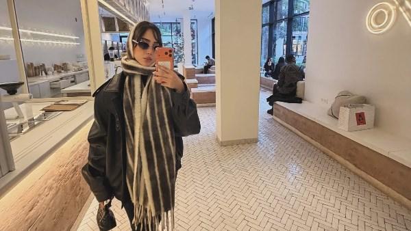 بسمة بوسيل بإطلالة أنيقة باللون الأسود خلال تواجدها في المغرب