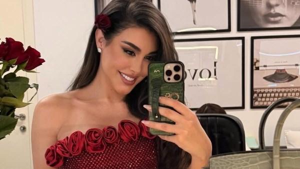 ياسمين صبري بإطلالتين ساحرتين باللون الأحمر والذهبي في دبي