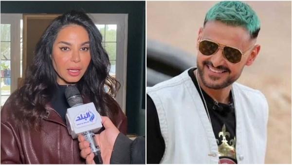 نسرين أمين خلال لقاء صحفي تتحدث عن أعمالها المقبلة – رمضان 2026