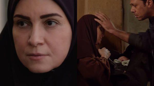 ريهام عبد الغفور في برومو مسلسل حكاية نرجس أثناء مشهد مؤثر يعكس صراع الأمومة