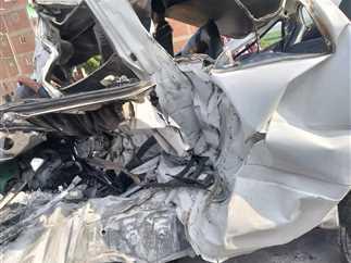 صورة من موقع حادث تصادم ميكروباصين على الطريق الإقليمي بالجيزة