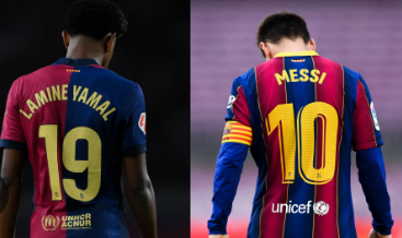 لامين يامال يوقع عقده مع برشلونة مرتديًا القميص رقم 10.