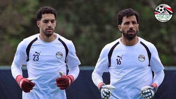 المهدي سليمان حارس منتخب مصر خلال استعدادات الفراعنة لمواجهة أستراليا في كأس العالم 2026.