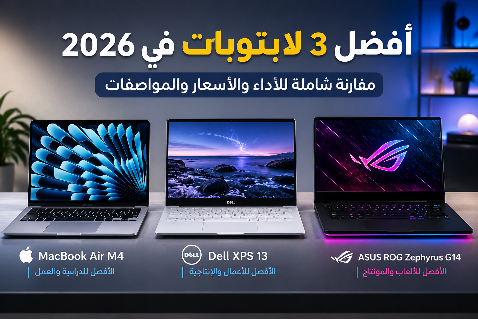أفضل لابتوبات 2026 للدراسة والعمل والألعاب مع مقارنة الأداء والبطارية والأسعار