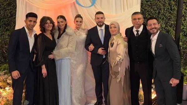 ملك أحمد زاهر وخطيبها شريف عمرو الليثي في حفل خطوبتهما