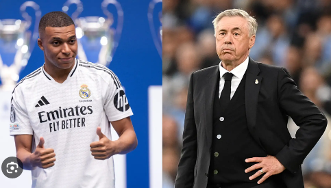 كيليان مبابي وكارلو أنشيلوتي خلال إحدى مباريات ريال مدريد