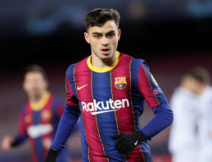 بيدري يحتفل مع لاعبي برشلونة بلقب الدوري الإسباني