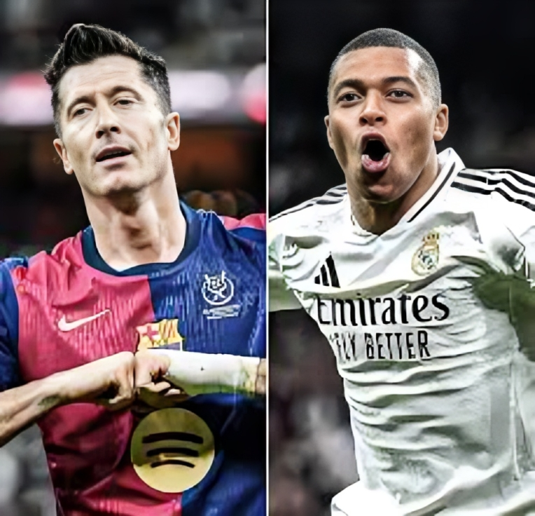 ليفاندوفسكي ومبابي في سباق هدافي الدوري الإسباني.