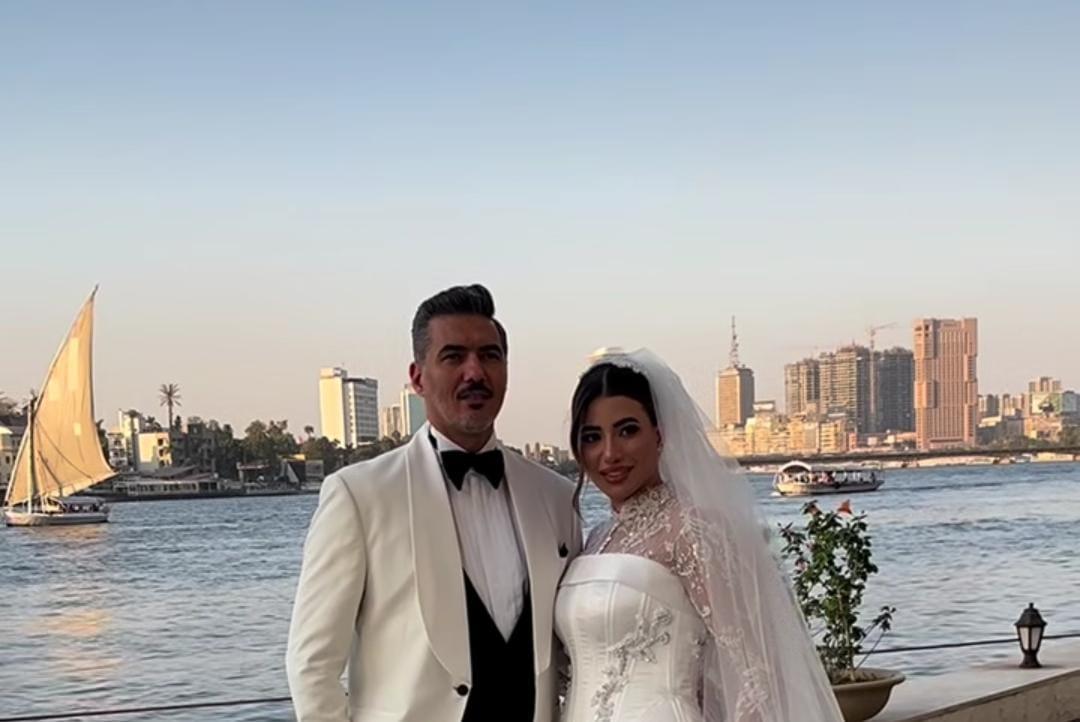 هايدي موسى ومحمد غانم في أول صور زفافهما على ضفاف النيل بالقاهرة