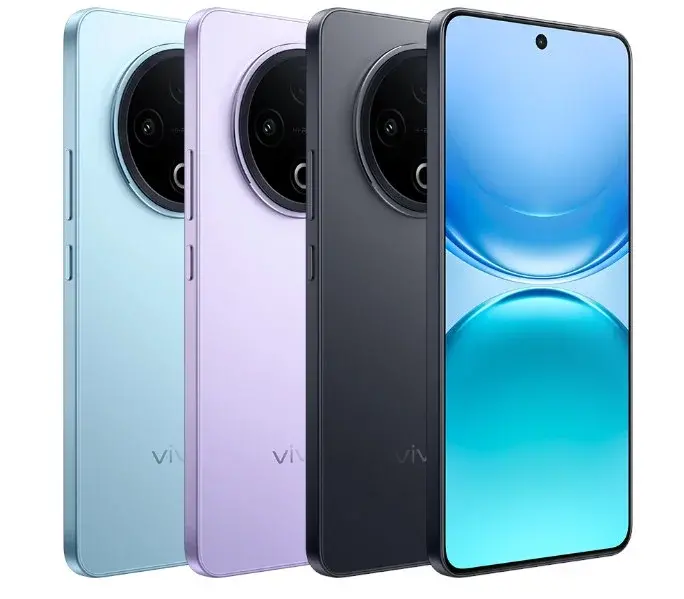 صورة هاتف Vivo Y500 Pro باللون الأزرق مع الكاميرا الخلفية بدقة 200 ميجابكسل وشاشة OLED مميزة.