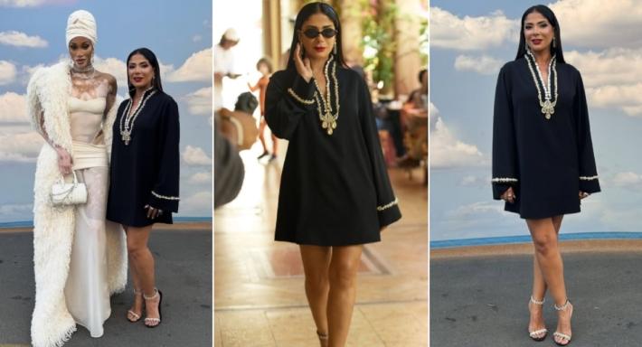 منى زكي بإطلالة أنيقة من تصميم زهير مراد في لوس أنجلوس