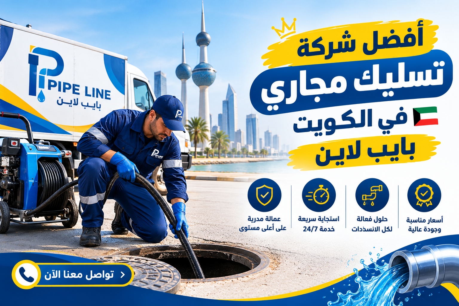 افضل شركة تسليك مجاري في الكويت | بايب لاين