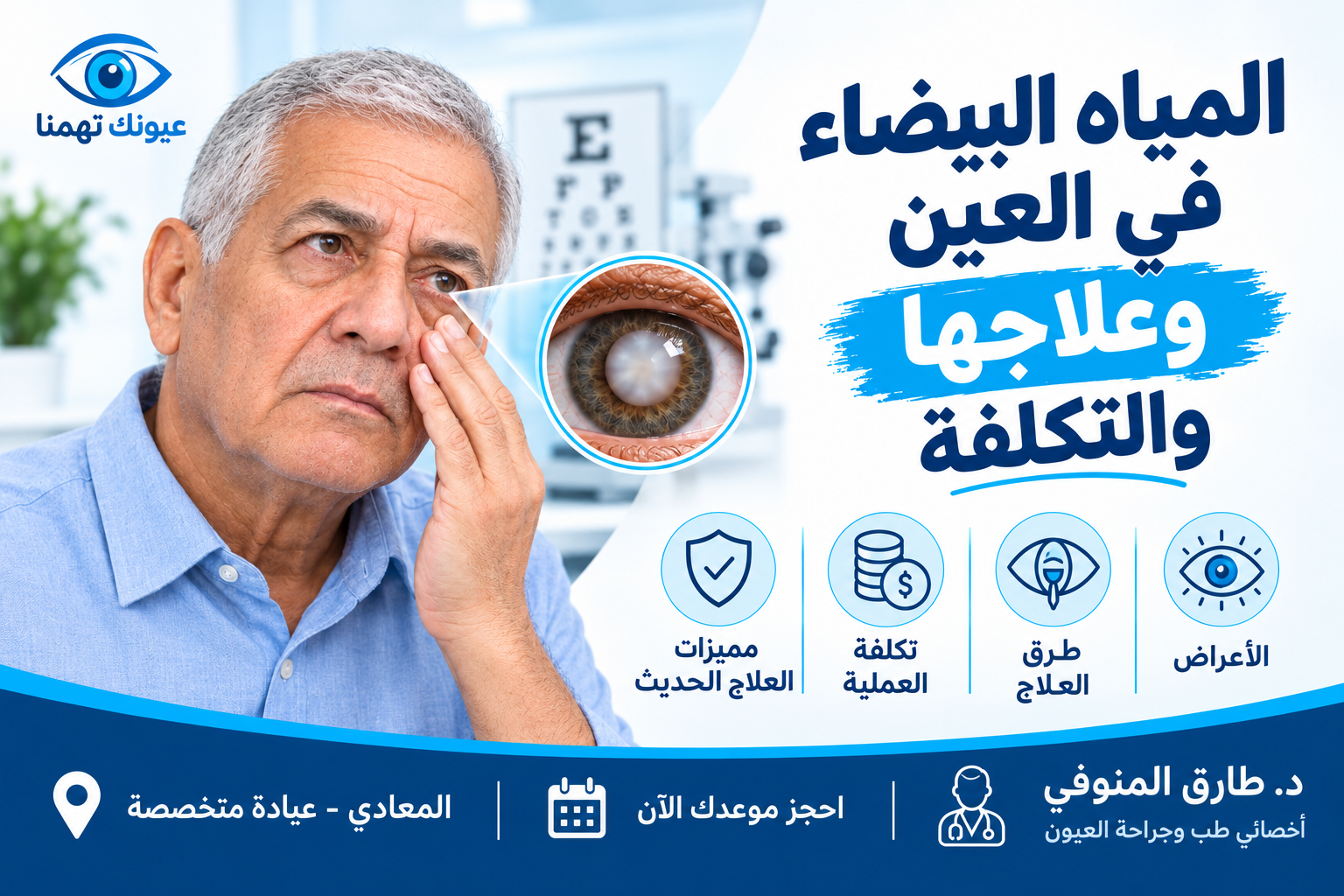 المياه البيضاء في العين وعلاجها والتكلفة | د. طارق المنوفي
