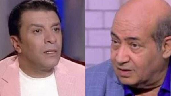 طارق الشناوي ومصطفى كامل خلال جلسة الصلح في نقابة الصحفيين بعد أزمة النقد الفني