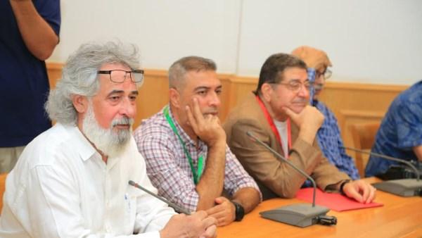 يوسف عايدابي خلال ندوة رد الجميل في مهرجان القاهرة الدولي للمسرح التجريبي